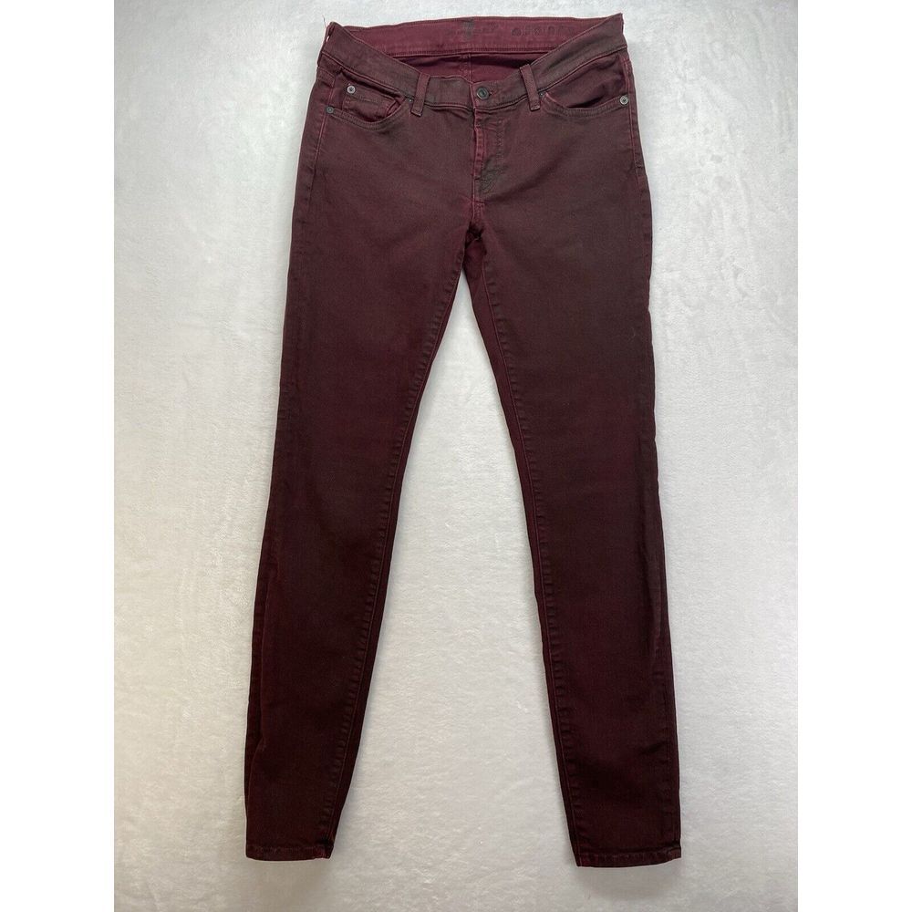 7β For All Mankind High-Waist Ankle Skinny Coated in Merlot Women's Jeans sz 28